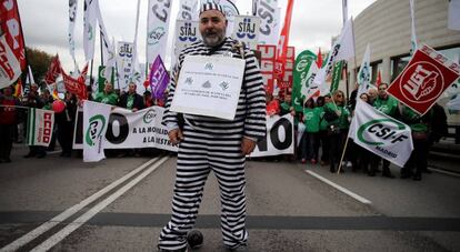 La manifestación de los funcionarios de Justicia en Madrid, este viernes.