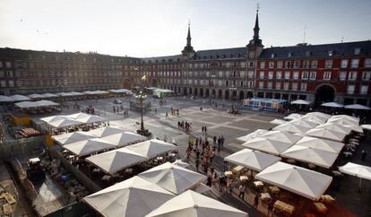 Vista panor&aacute;mica de la Plaza Mayor de Madrid, la pasada semana. 