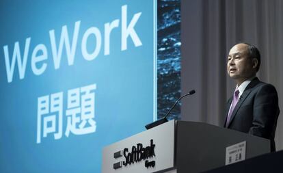 El consejero delegado y presidente de Softbank Group, presenta los resultados del segundo trimestre de 2019 en una rueda de prensa en Tokio, Japón, este miércoles.