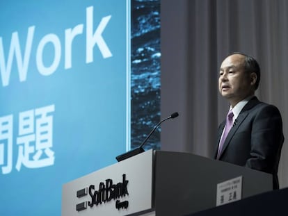 El consejero delegado y presidente de Softbank Group, presenta los resultados del segundo trimestre de 2019 en una rueda de prensa en Tokio, Japón, este miércoles.