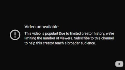 Mensaje de error de YouTube.