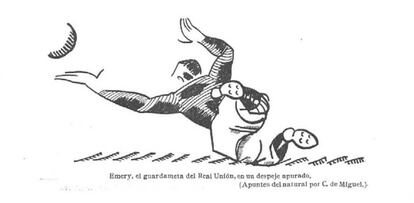 Boceto tomado del natural de Emery, portero del Real Unión y abuelo del actual entrenador del Arsenal Unai Emery.