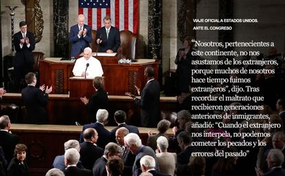 El papa Francisco se convierte en el primer jefe de la Iglesia católica que interviene ante el Congreso estadounidense.