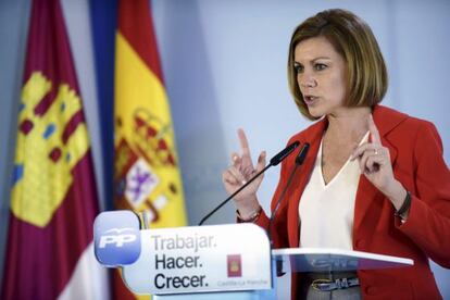 La candidata del PP a la Presidencia de la Junta de Comunidades de Castilla-La Mancha y secretaria general del PP, María Dolores de Cospedal.