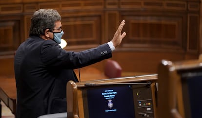 José Luis Escrivá, ministro de Inclusión, Seguridad Social y Migraciones, este miércoles en el Congreso.