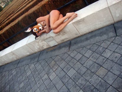 'Baby Bambi', 'performance' by Linda Porn, next to the Prado Museum.