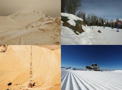 Comparación de la nieve anaranjada en Sochi con la habitual.