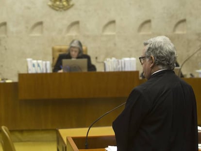 Mariz, advogado de Temer, na tribuna do STF, no dia 13.