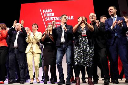 Pedro Sánchez, este sábado junto a otros dirigentes socialdemócratas. 