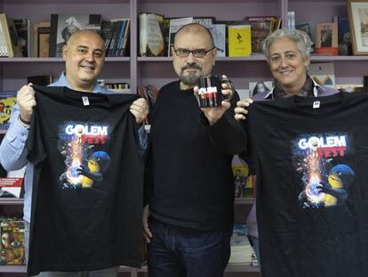 José Luis Rodríguez-Núñez, Juan Miguel Aguilera y Susana Alfonso, promotores del Golem Fest de Valencia. 