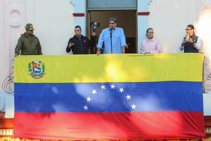 Nicolás Maduro speaks to supporters on July 30 in Caracas, Venezuela.