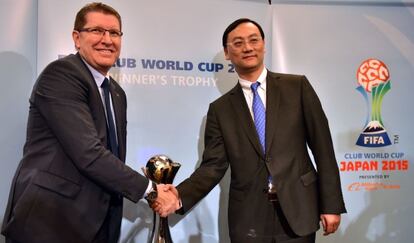 Presentación del patrocinador del Mundial de Clubes, hoy en Tokio.