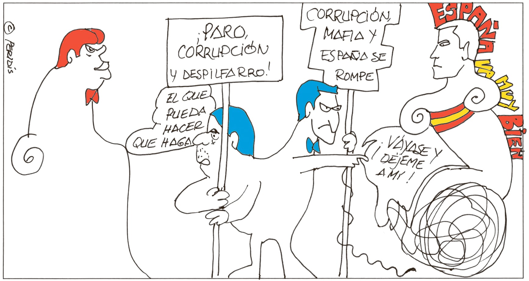 Peridis: presidentes y manifestantes