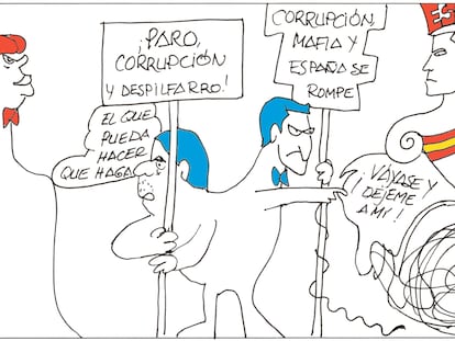 Peridis: presidentes y manifestantes