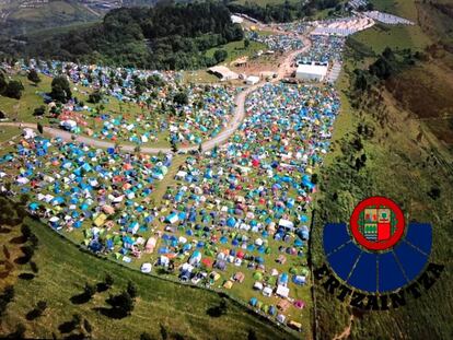 Vista del festival de música Bilbao BBK Live, tomada por uno de los drones de la Policía vasca.