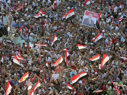 Partidarios de Morsi en Ciudad Nasser este viernes.