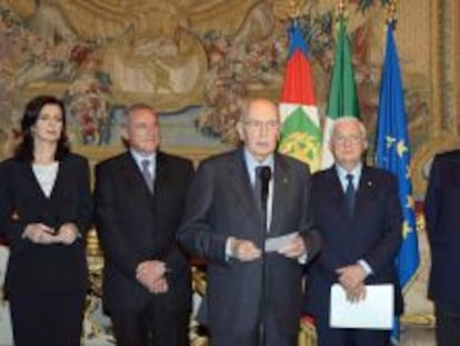 El reelegido presidente de Italia, Giorgio Napolitano