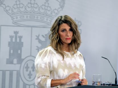 La ministra de Trabajo, Yolanda Díaz, tras el Consejo de Ministros del pasado martes.