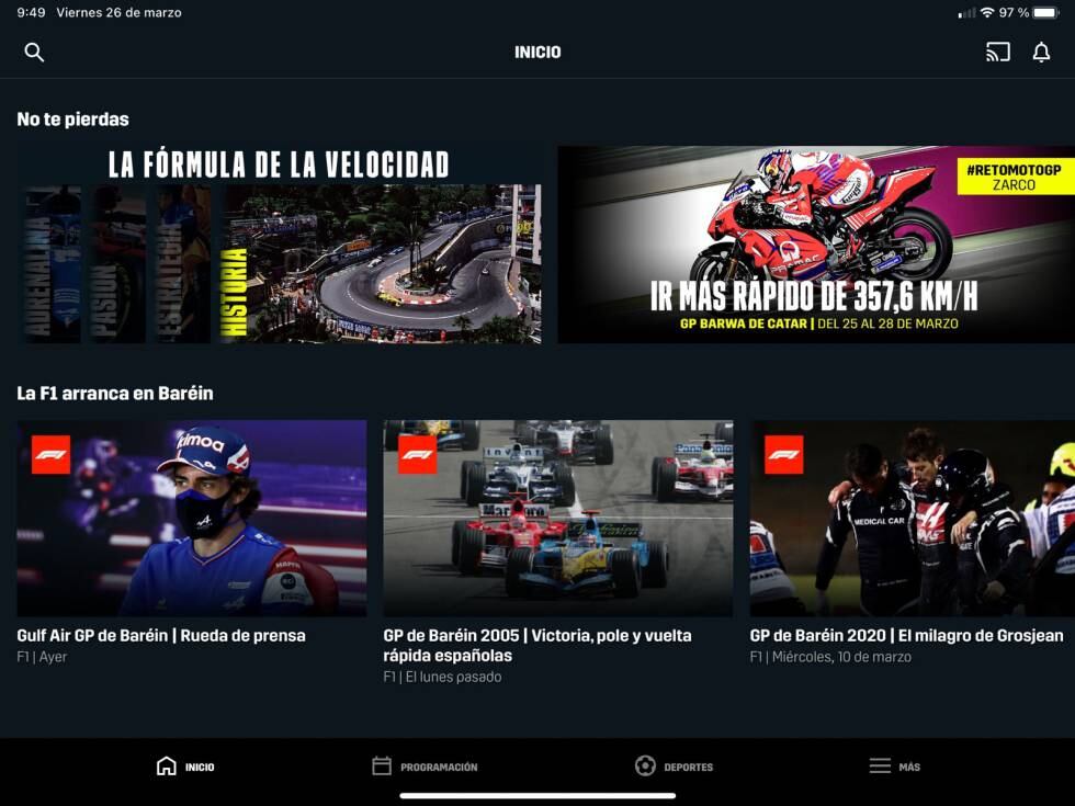 Aplicación DAZN para dispositivos móviles.