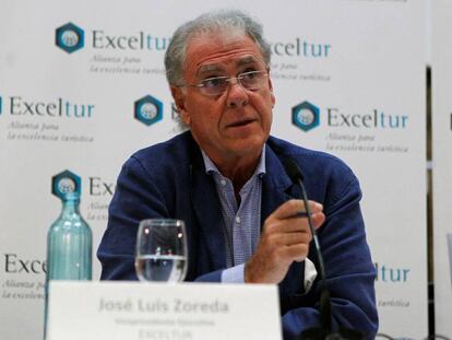 José Luis Zoreda, vicepresidente de Exceltur, este viernes en Madrid durante la rueda de prensa.