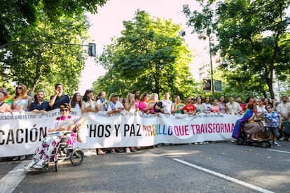 Personas con discapacidad en la cabecera de la manifestación del Orgullo 2024 de Madrid, el 6 de julio.