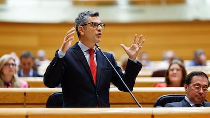 Félix Bolaños, durante la sesión de control al Gobierno celebrada por el pleno del Senado este martes en Madrid.