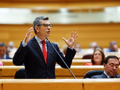 Félix Bolaños, durante la sesión de control al Gobierno celebrada por el pleno del Senado este martes en Madrid.