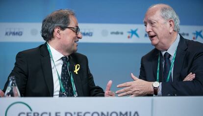 Quim Torra i Juan José Bruguera, president del Cercle d'Economia.