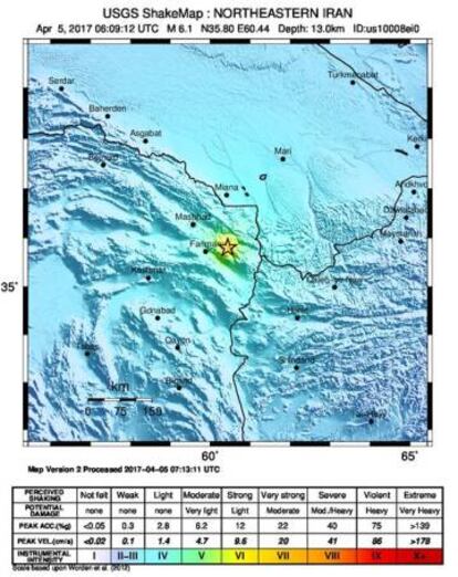 El lugar donde se ha producido el terremoto.