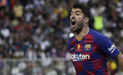 Luis Suárez, ante el Atlético en la Supercopa de España.