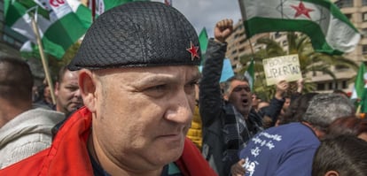 El concejal de Podemos Andrés Bódalo, durante una protesta.