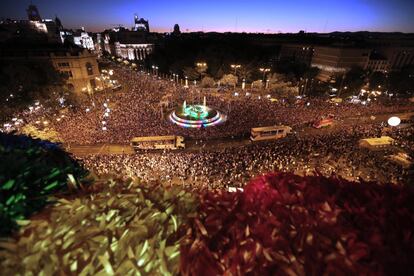 Vista de la marcha desde el Palacio de Cibeles.