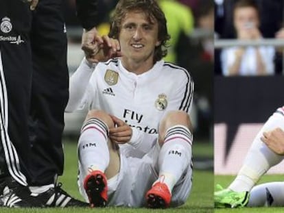 Modric y Bale tras caer lesionados