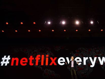 El presidente de Netflix, Reed Hastings, en la feria electrónica CES en 2016.