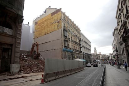 El edificio derruido en el n&uacute;mero 6 de la calle de Alcal&aacute;. 