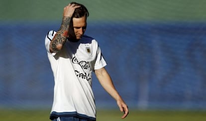 Messi, en uno de los últimos entrenamientos