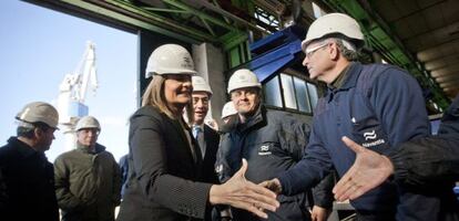 Báñez, en las factorías de Navantia en Cádiz.