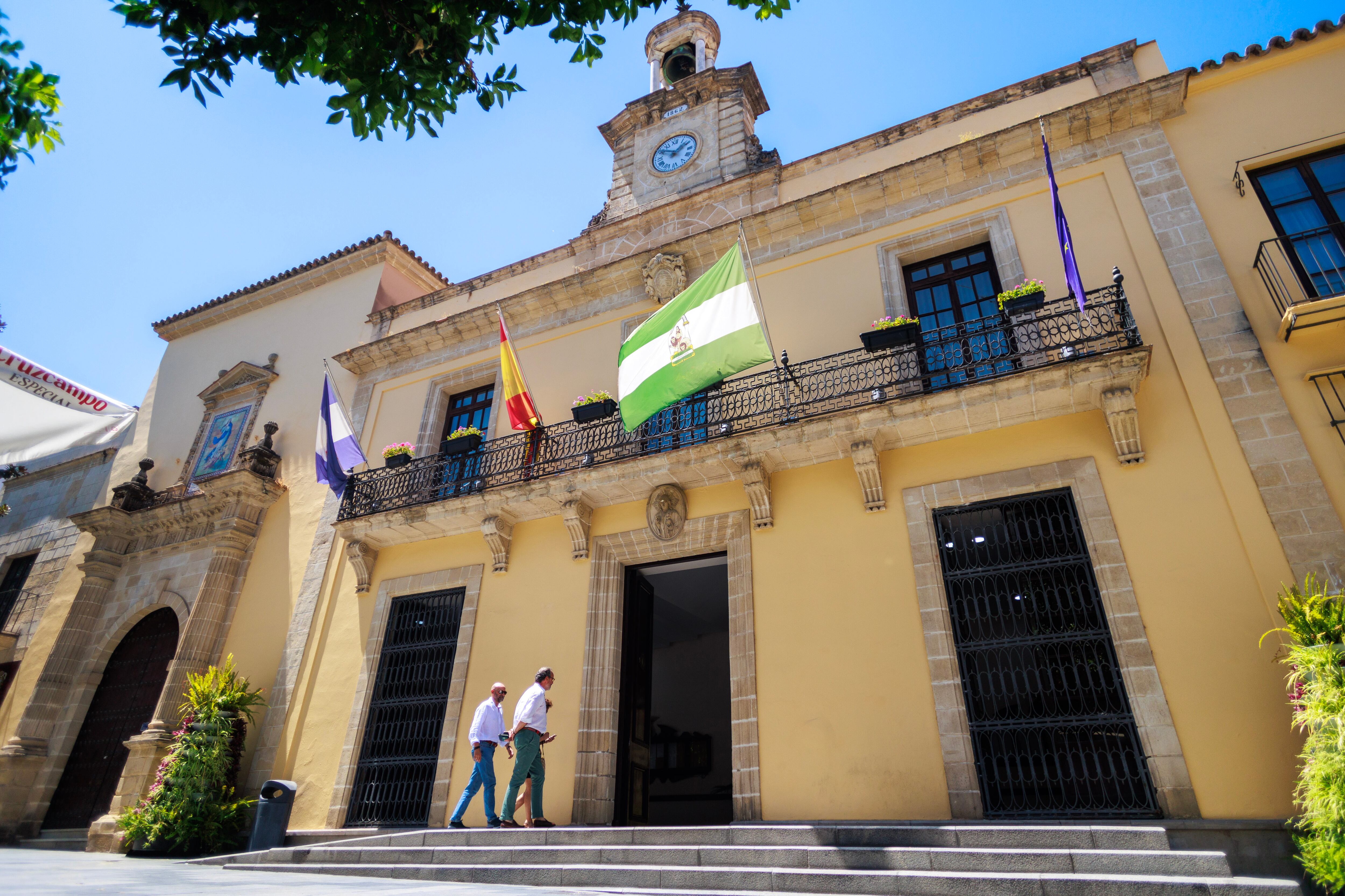 Fachada del Ayuntamiendo de Jerez de la Frontera (Cádiz), este viernes. 