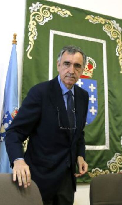 El presidente de Novagalicia Banco, Jos&eacute; Mar&iacute;a Castellano, hoy en su comparecencia ante la comisi&oacute;n del Parlamento de Galicia.