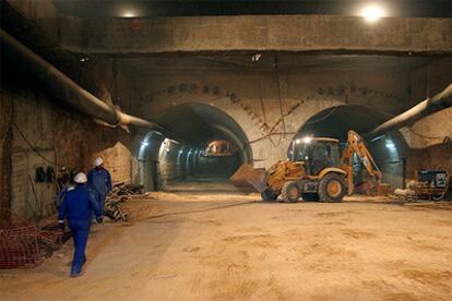 Las obras del túnel de Cuatro Caminos, en una imagen tomada ayer.