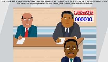 Juego en Internet para ayudar a Acuña a copiar en un examen.