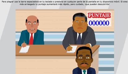 Juego en Internet para ayudar a Acu&ntilde;a a copiar en un examen.