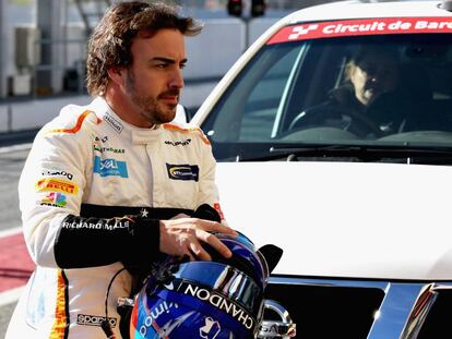 Alonso, durante los entrenamientos de pretemporada en Montmel&oacute;.