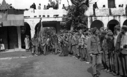 Despedida de las Brigadas Internacionales en L' Espugla de Francoia (Tarragona), en 1938.