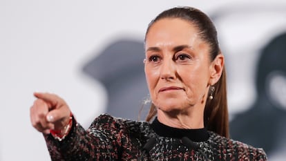 Claudia Sheinbaum, durante una rueda de prensa en el Palacio Nacional, de Ciudad de México.