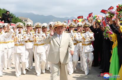 Kim Jong Un, durante la presentación del submarino nuclear "Hero Kim Kun Ok" en Corea del Norte, el 6 de septiembre.