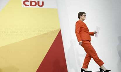 Annegret Kramp-Karrenbauer, este viernes en Berlín.