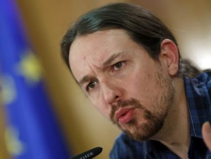 Pablo Iglesias, durante un encuentro con medios extranjeros celebrado el viernes en Madrid.