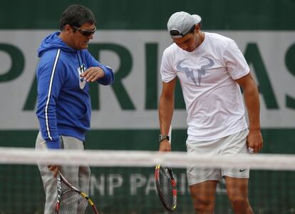 Nadal, durante un entrenamiento en París.