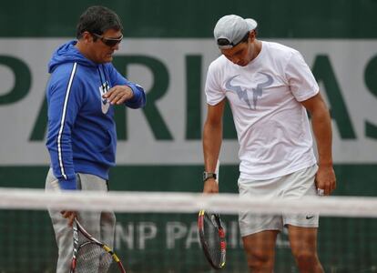 Nadal, durante un entrenamiento en París. 